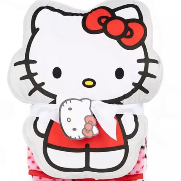 Hello Kitty Throw & Pillow Blanket 40” x 50” & Hello Kitty Shaped Pillow New